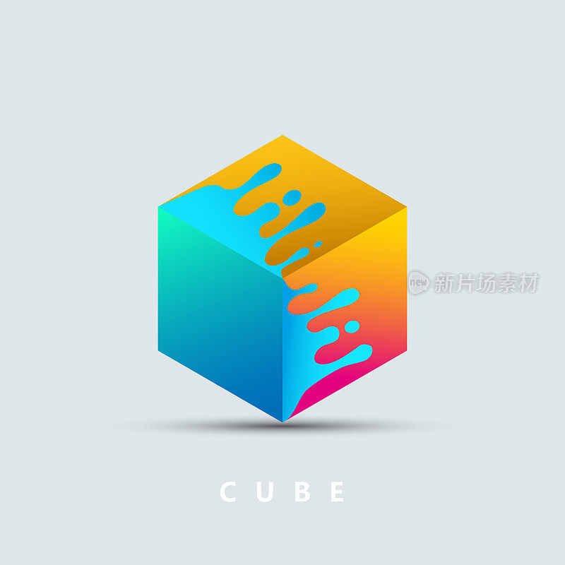wave drop pattern with 3D geometric cube pattern for design